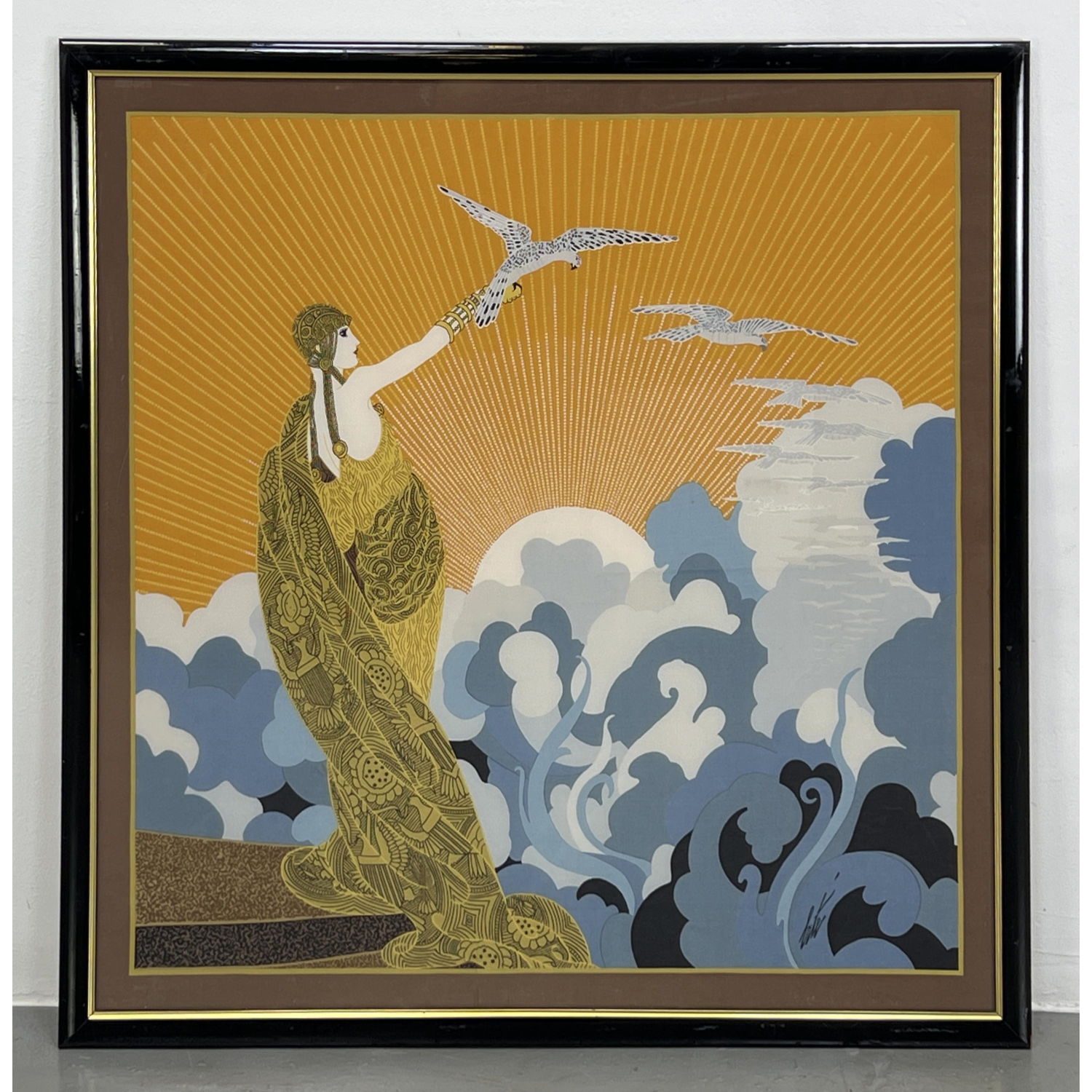 Framed ERTE Silk Scarf. Woman