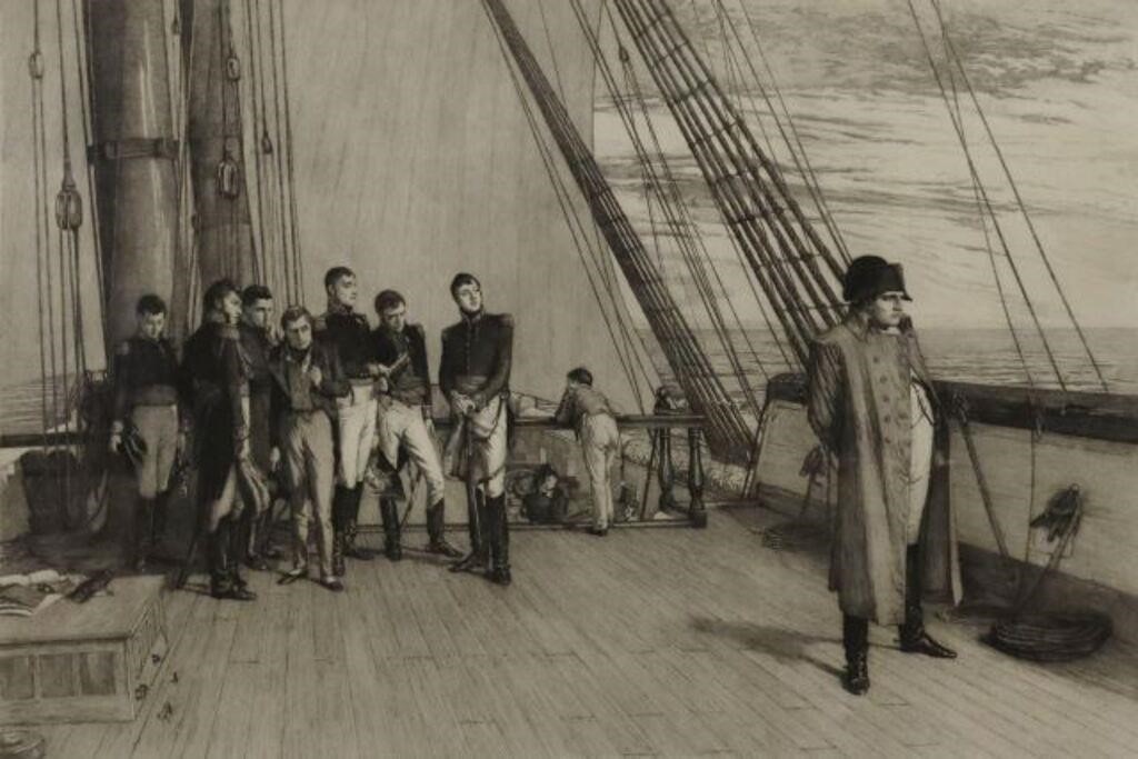 FRAMED ETCHING NAPOLEON ON BOARD