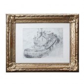 FRAMED ETCHING ON PAPER, ROBER