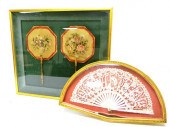 Framed fans: single white lace