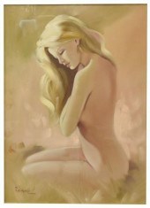 FRAMED FEMALE NUDE OIL PAINTIN