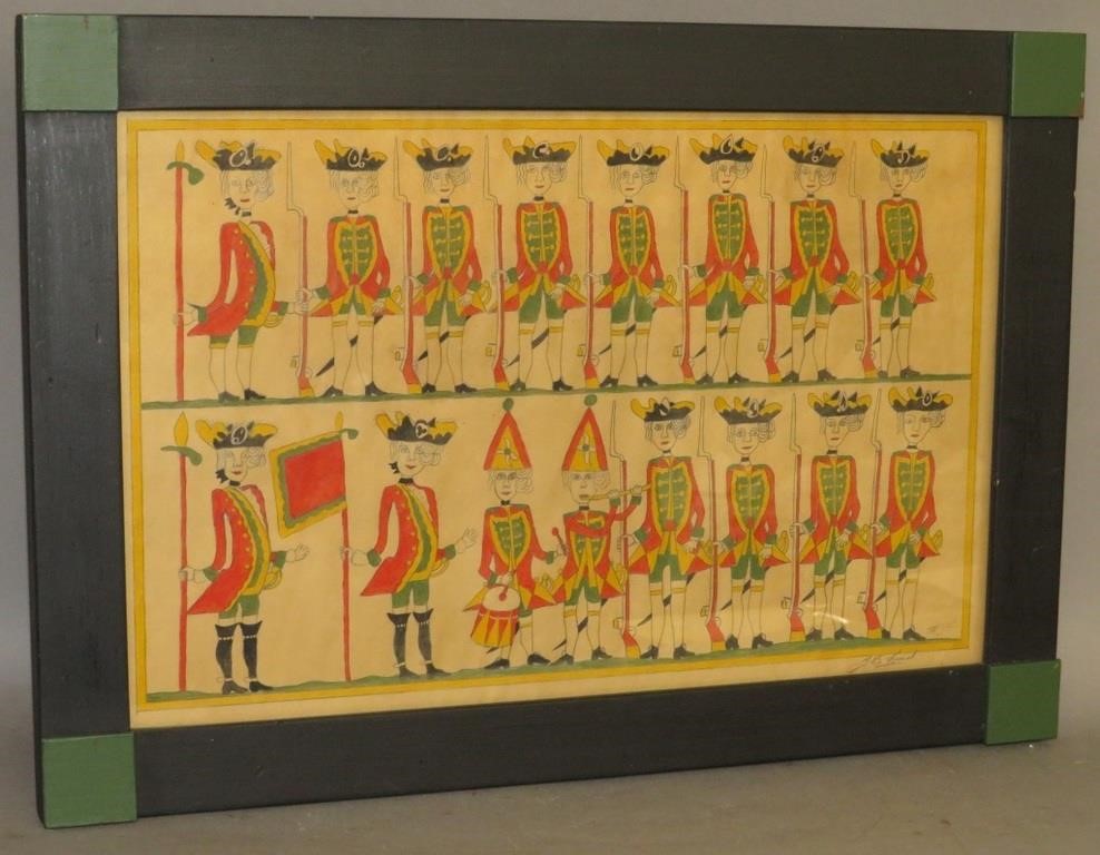 FRAMED FOLK ART INK AND