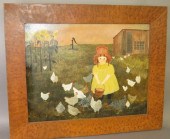 FRAMED FOLK ART OIL ON CANVAS