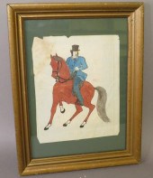 FRAMED FOLK ART WATERCOLOR OF
