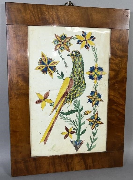FRAMED FRAKTUR WATERCOLOR OF