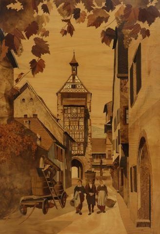 FRAMED FRENCH SPINDLER MARQUETRY