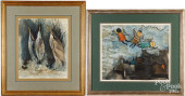 FRAMED GOUACHE OF SHOREBIRDS,