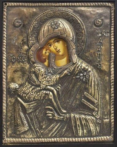 FRAMED GREEK RELIGIOUS ICON, .950
