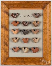 FRAMED GROUP OF EARTHENWARE TA