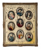 Framed Grouping of Nine Contin