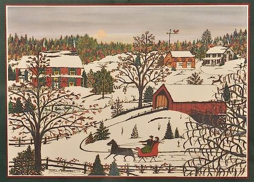 FRAMED HATTIE BRUNNER SNOW SCENE