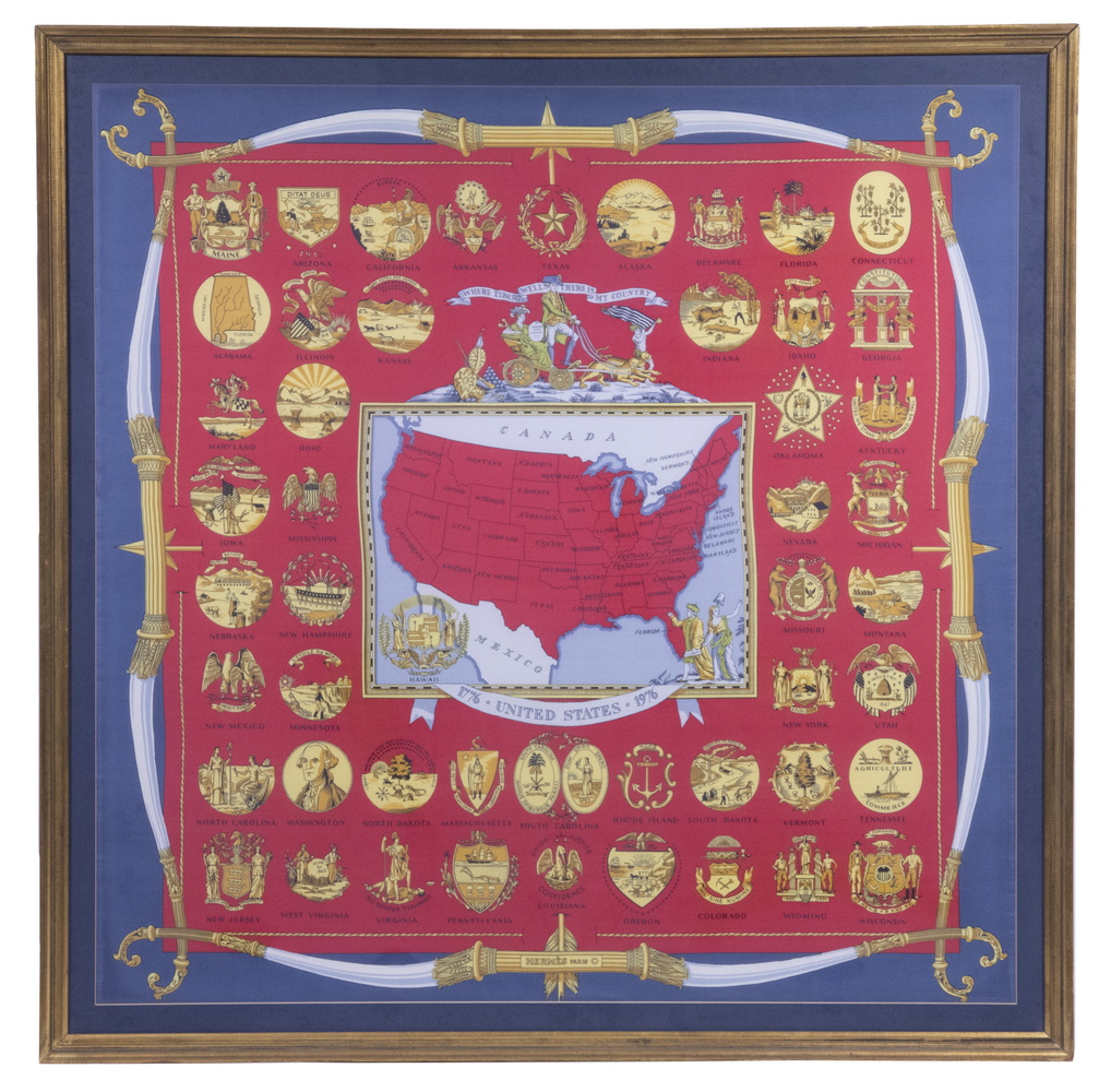 FRAMED HERMES US BICENTENNIAL SCARF