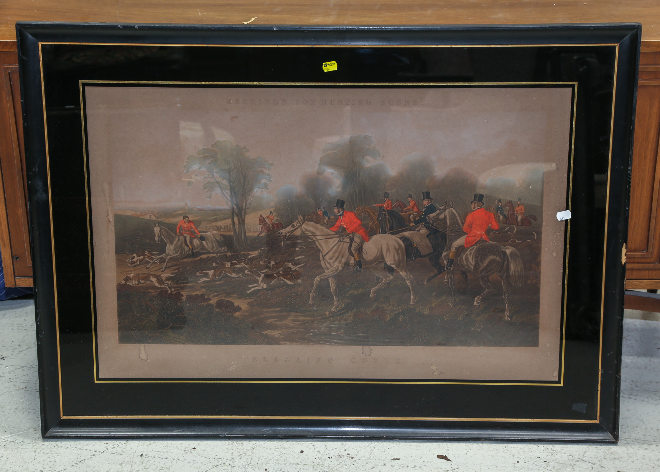 FRAMED HERRING FOX HUNTING SCENE