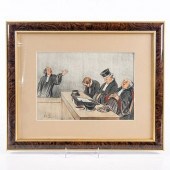 FRAMED HONORE DAUMIER HAND COL