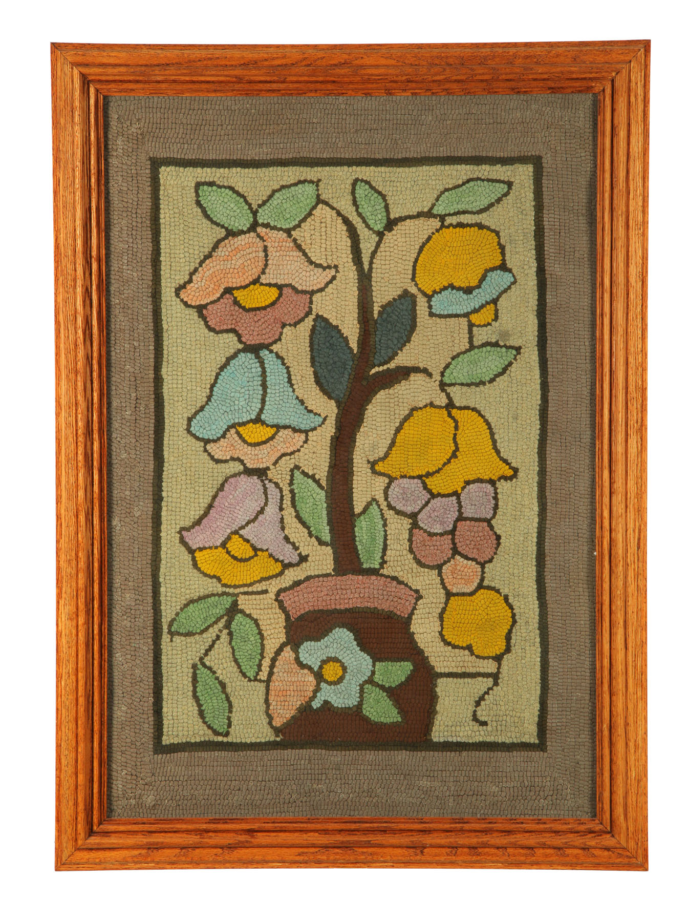 FRAMED HOOKED RUG.  American  1st