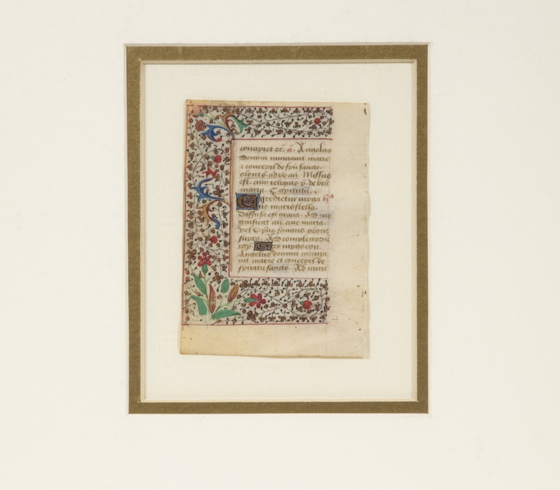 FRAMED ILLUMINATED MANUSCRIPT LEAF,