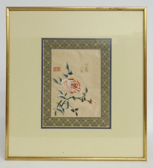 Framed Japanese silkwork. Sight 9