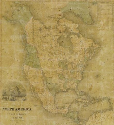 FRAMED J.H. COLTON MAP OF NORTH