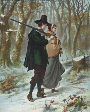 FRAMED JOHN ALDEN & PRISCILLA