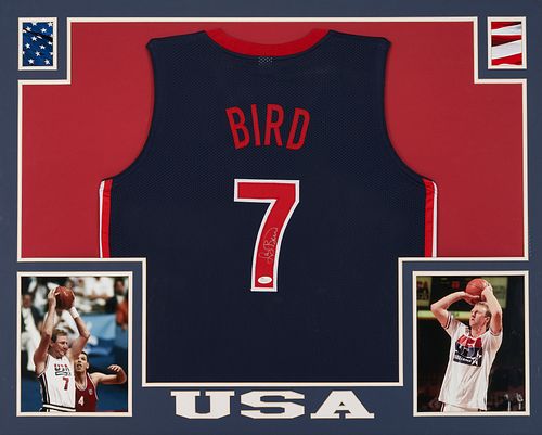 FRAMED LARRY BIRD SIGNED JERSEY,