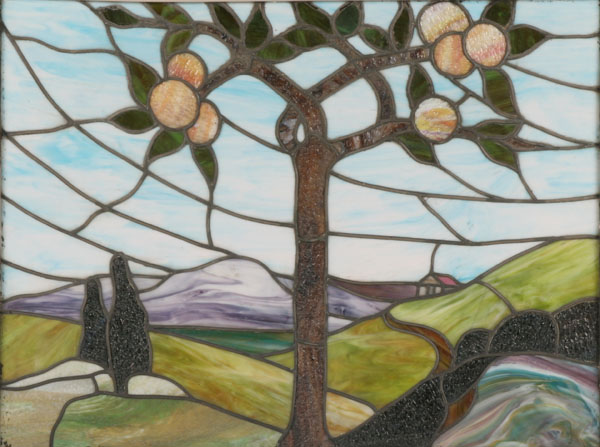 Framed leaded stained slag glass