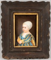 FRAMED LIMOGES PLAQUE OF YOUNG