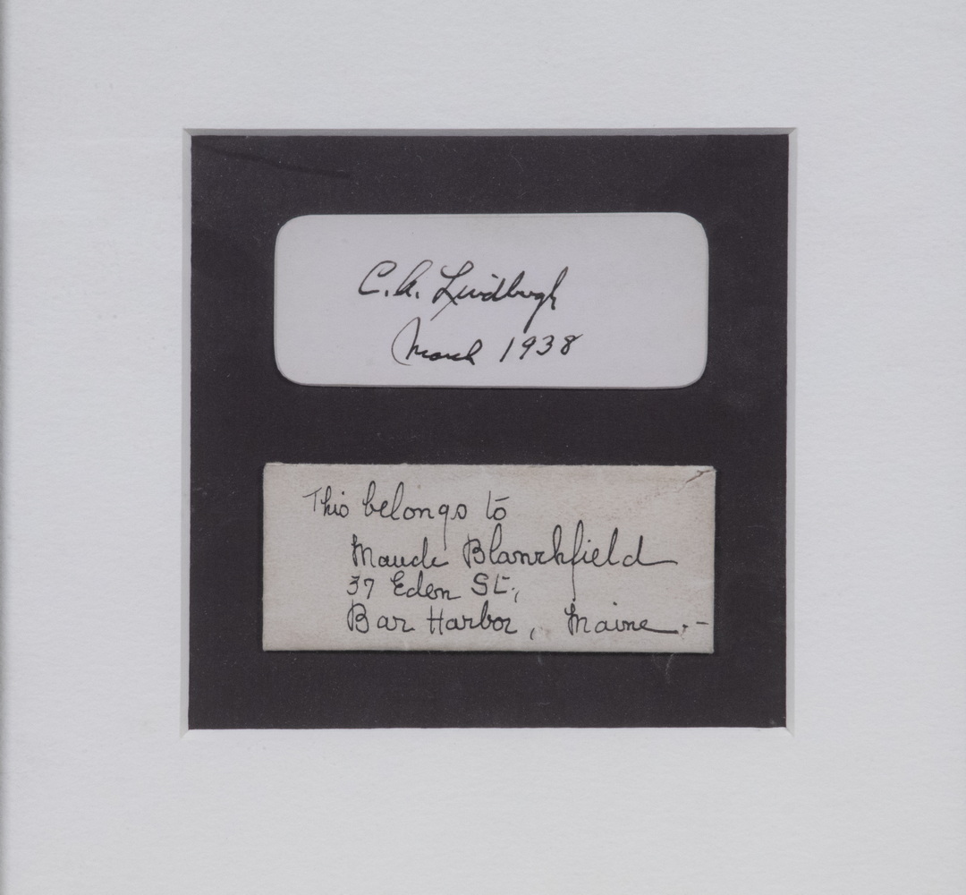 FRAMED LINDBURGH SIGNATURE, 1938
