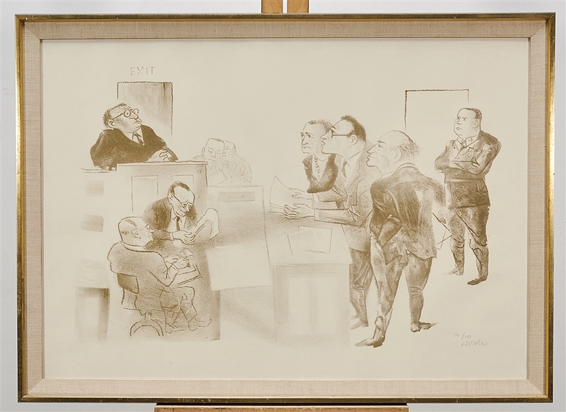 Framed lithograph; illegibly
