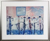 Framed Lithograph of BicyclesN