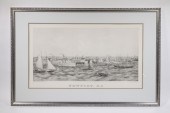 FRAMED LITHOGRAPH OF NEWPORT,