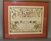 FRAMED & MATTED FRAKTUR BIRTH