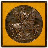 FRAMED METAL MEDALLION, HERNAN