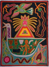 FRAMED MEXICAN HUICHOLES YARN