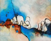 FRAMED MODERN ABSTRACT OIL ON