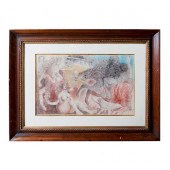 FRAMED MODERNIST MIXED MEDIA P