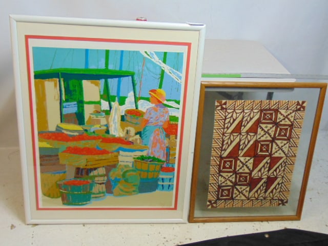 FRAMED MOLA BARK, TAPA CLOTH & RUSS