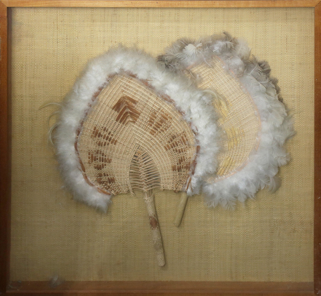 FRAMED NATIVE AMERICAN FANS, 22.5"H
