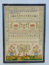 FRAMED NEEDLEPOINT, SIGNED "EM