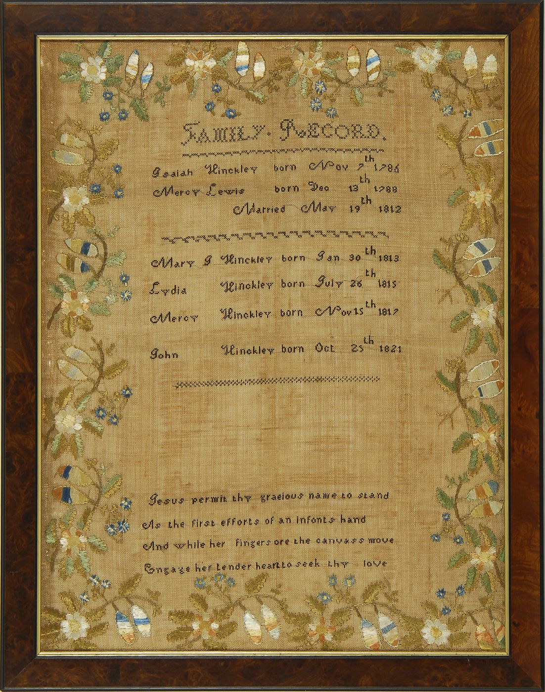 FRAMED NEEDLEWORK HINCKLEY FAMILY