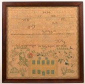 FRAMED NEEDLEWORK SAMPLER 1838