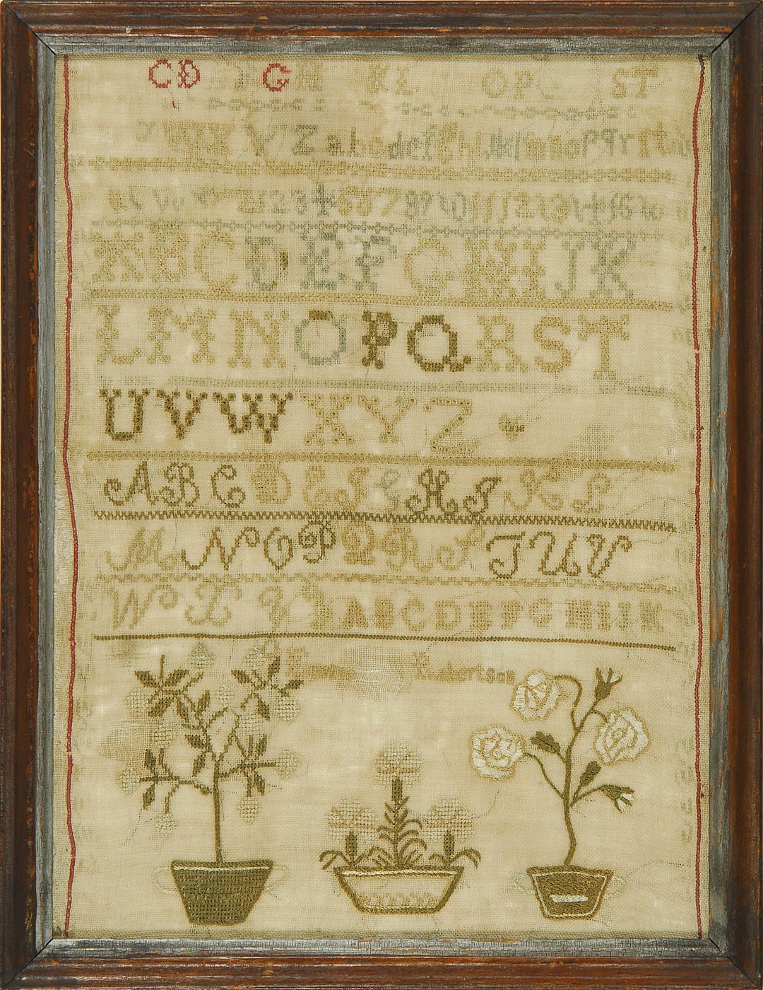 FRAMED NEEDLEWORK SAMPLEREarly 19th