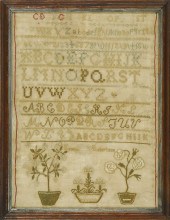 FRAMED NEEDLEWORK SAMPLEREarly