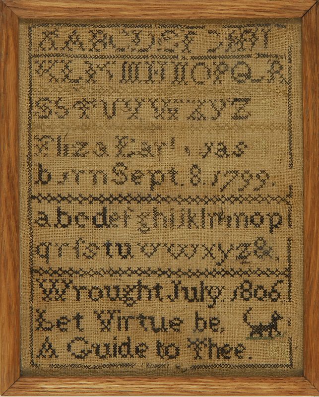 FRAMED NEEDLEWORK SAMPLEREarly 19th