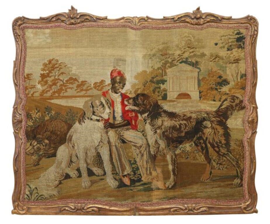 FRAMED NEEDLEWORK TAPESTRY YOUNG