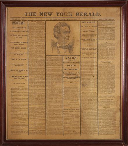 FRAMED NEW YORK HERALD NEWSPAPER