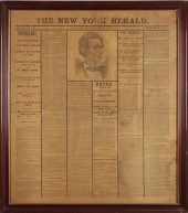 FRAMED NEW YORK HERALD NEWSPAP