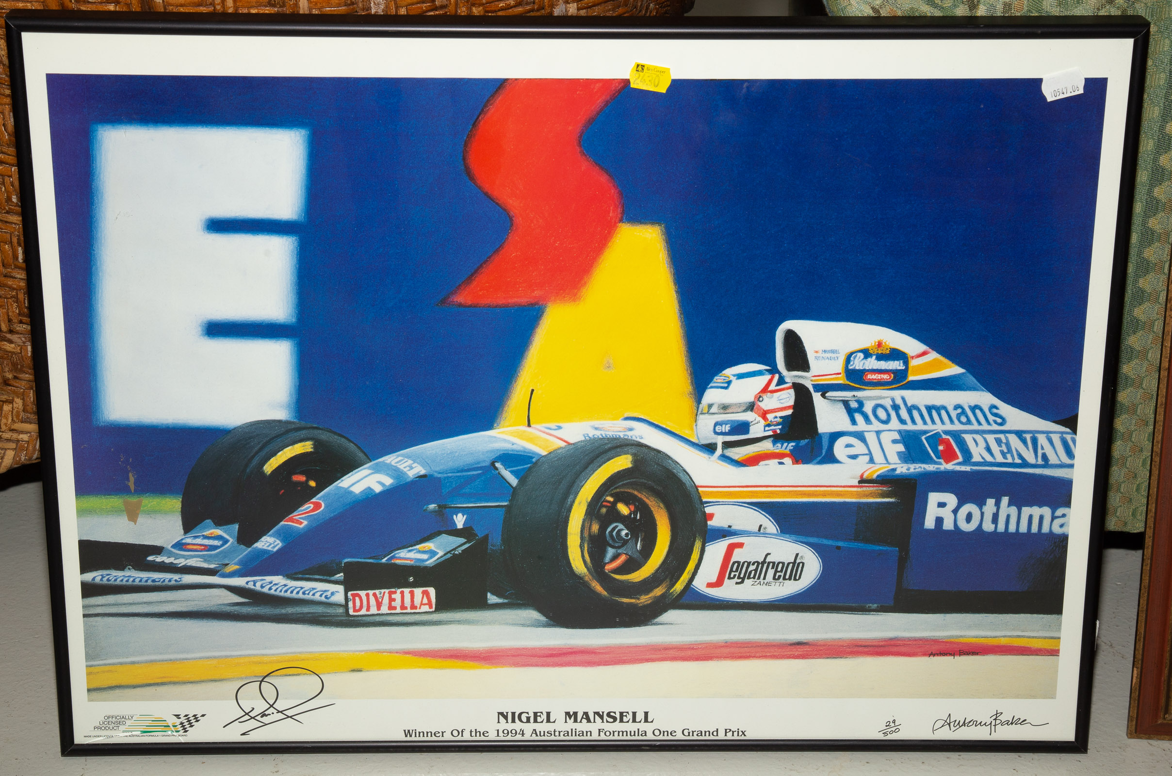 FRAMED NIGEL MANSELL PRINT Signed