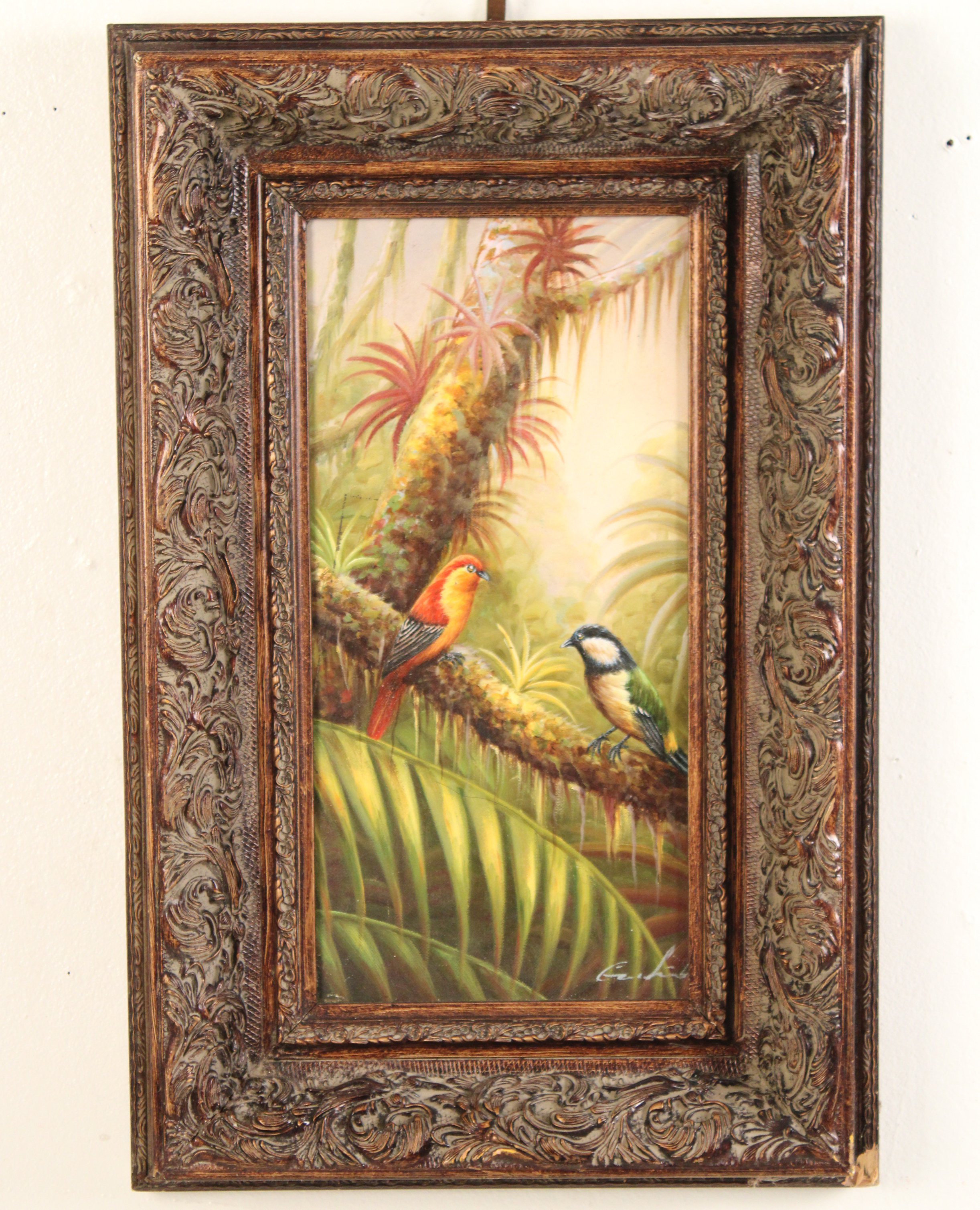 FRAMED O/C PAINTING OF BIRDS IN