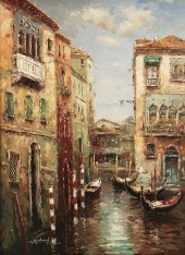 FRAMED O/C VENETIAN CANAL SCEN