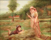 FRAMED OIL ON BOARD PEASANT SC
